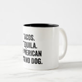 Tacos Tequila und amerikanischer Eskimo Hund Funny Zweifarbige Tasse (VorderseiteRechts)