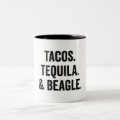 Tacos Tequila und Beagle Funny Zweifarbige Tasse (Mittel)
