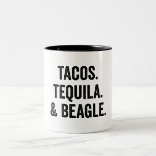 Tacos Tequila und Beagle Funny Zweifarbige Tasse