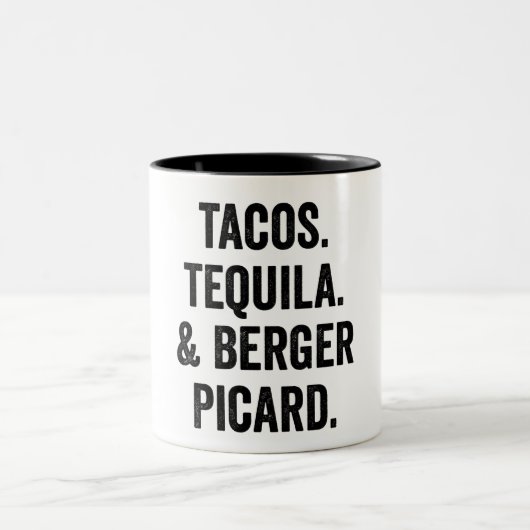 Tacos Tequila und Berger Picard Funny Zweifarbige Tasse (Mittel)