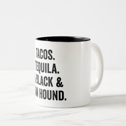 Tacos Tequila und Black and Tan Hound Funny Zweifarbige Tasse (VorderseiteRechts)