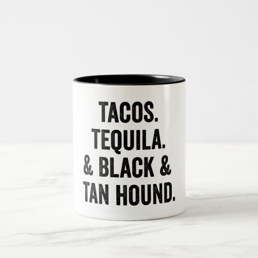 Tacos Tequila und Black and Tan Hound Funny Zweifarbige Tasse (Mittel)