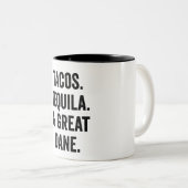 Tacos Tequila und großer Dan Zweifarbige Tasse (VorderseiteRechts)