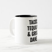 Tacos Tequila und großer Dan Zweifarbige Tasse (Vorderseite Links)