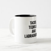 Tacos Tequila und Labradoodle Zweifarbige Tasse (Vorderseite Links)