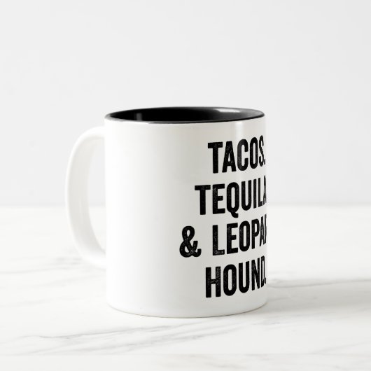Tacos Tequila und Leopard Zweifarbige Tasse (Vorderseite Links)