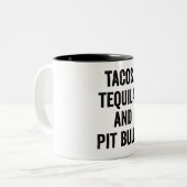 Tacos Tequila und Pit Bull Zweifarbige Tasse (Vorderseite Links)