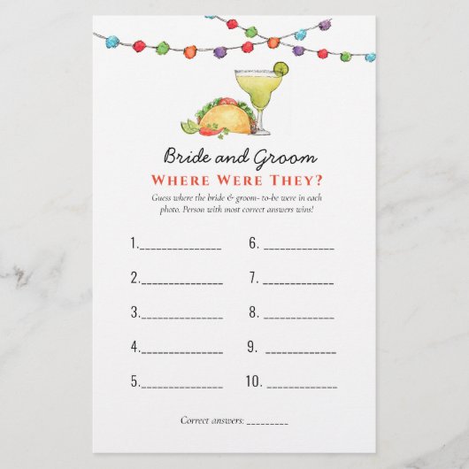 Tacos & Tequila "Wo waren sie?" Duschspiele (Vorderseite)