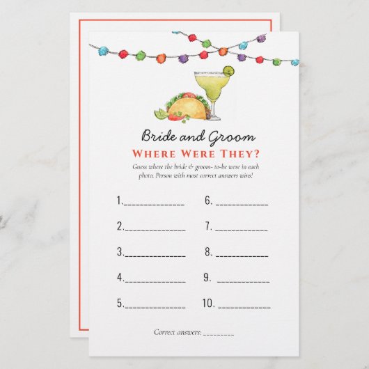 Tacos & Tequila "Wo waren sie?" Duschspiele (Vorne/Hinten)