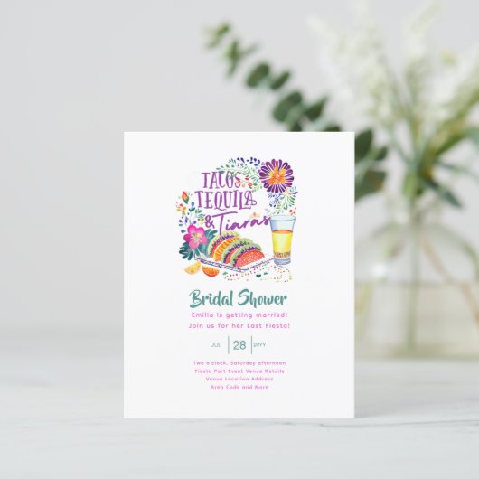 Tacos Tequilas Tiaras Letztes Party Brautparty (Stehend Vorderseite)