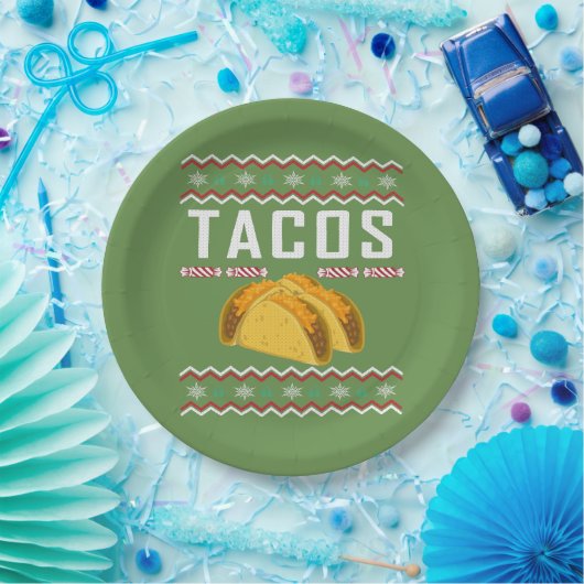 Tacos Ugly Christmas Sweater Pappteller (Party)