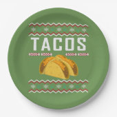 Tacos Ugly Christmas Sweater Pappteller (Vorderseite)