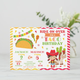 Tacos und Cowgirl gemeinsamer Geburtstag | Fiesta- Einladung