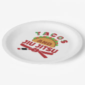 Tacos und Jiu Jitsu Pappteller (Schrägansicht)