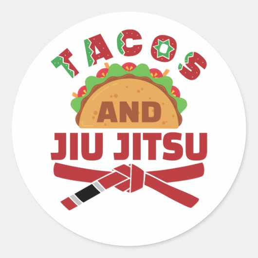 Tacos und Jiu Jitsu Runder Aufkleber (Vorderseite)