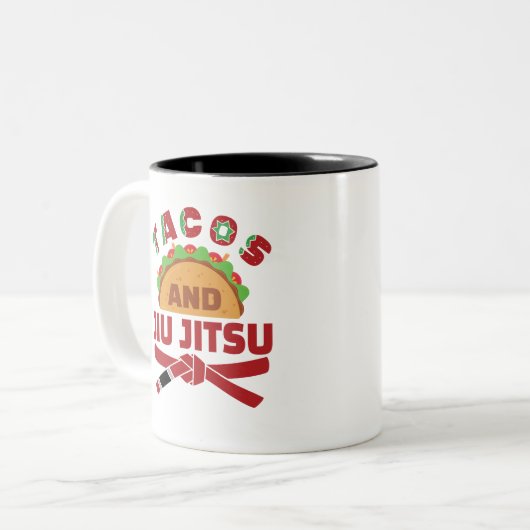 Tacos und Jiu Jitsu Zweifarbige Tasse (Vorderseite Links)