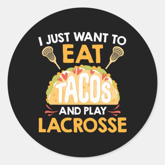 Tacos und Lacrosse Runder Aufkleber (Vorderseite)