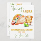 Tacos und Tequila Bachelorette Weekend Party Einladung (Vorne/Hinten)