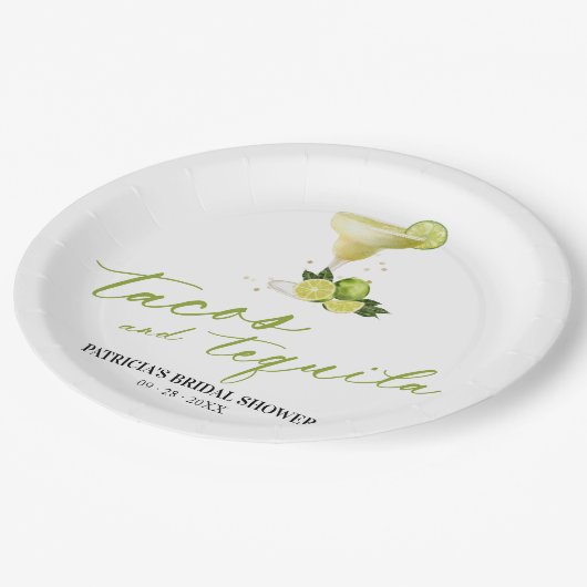 Tacos und Tequila Brautparty Pappteller (Schrägansicht)