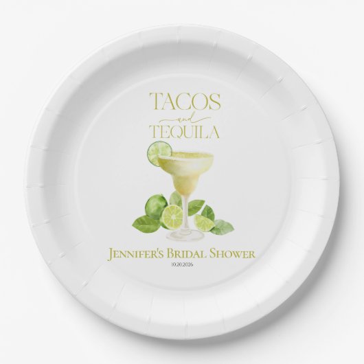 Tacos und Tequila | Brautparty Pappteller (Vorderseite)