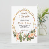 Tacos und Tequila Cactus Couples Dusche Einladung (Stehend Vorderseite)