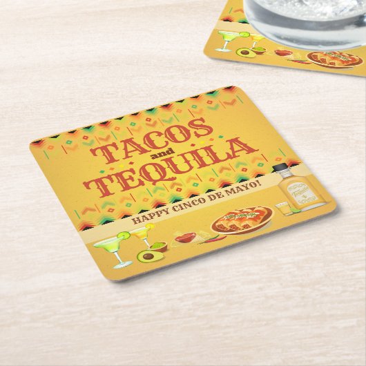 Tacos und Tequila Cinco de Mayo Fiesta Party Rechteckiger Pappuntersetzer (angewinkelt)