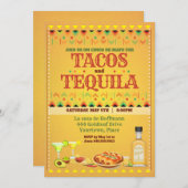Tacos und Tequila Cinco de Mayo Mexican Fiesta Einladung (Vorne/Hinten)