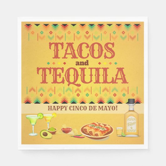 Tacos und Tequila Cinco de Mayo Mexican Fiesta Serviette (Vorderseite)