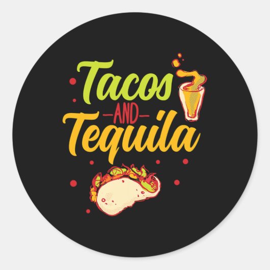 Tacos und Tequila Cinco de Mayo Runder Aufkleber (Vorderseite)