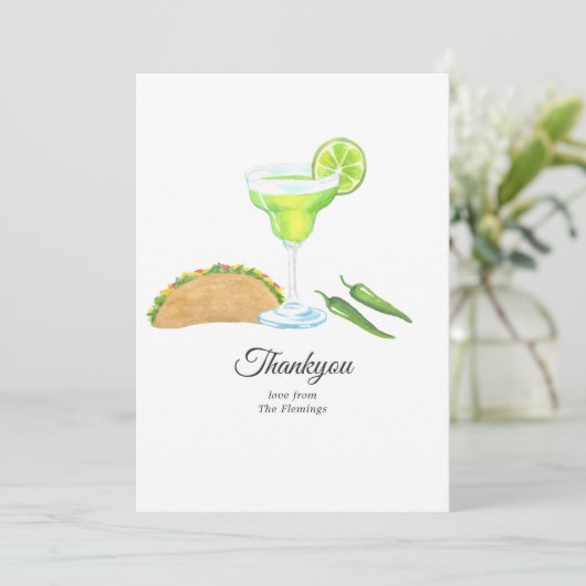 Tacos und Tequila Dankeskarte (Stehend Vorderseite)