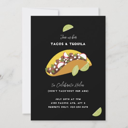 Tacos und Tequila Einladung (Vorderseite)