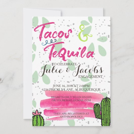 Tacos und Tequila-Engagement Einladung (Vorderseite)
