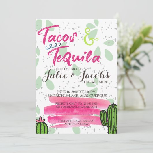 Tacos und Tequila-Engagement Einladung (Stehend Vorderseite)