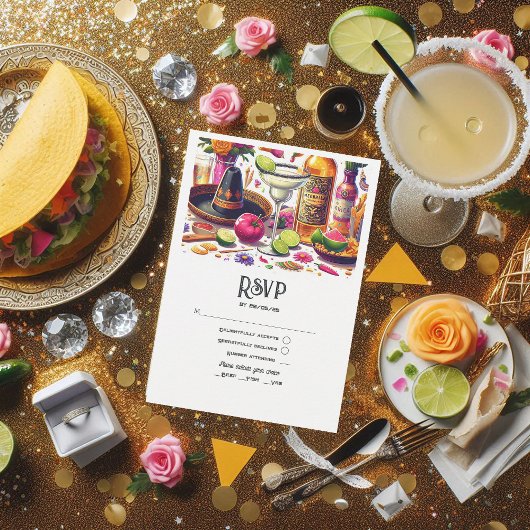 Tacos und Tequila Fiesta Wedding RSVP Karte