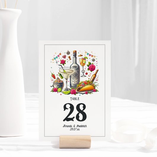Tacos und Tequila Fiesta Wedding Tischnummer