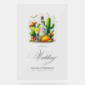 Tacos und Tequila Fiesta Wedding Willkommen Acrylschild (Vorderseite)