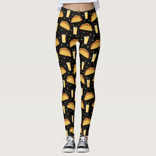Tacos und Tequila Funny Bar Feinschmecker Drink Mu Leggings (Vorderseite)