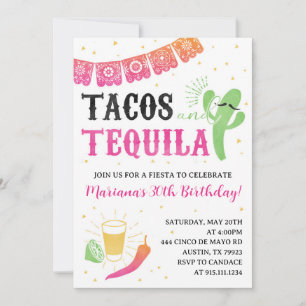Tacos und Tequila Geburtstagsfeier-Einladung Einladung