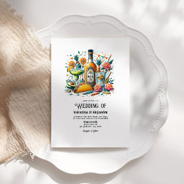 Tacos und Tequila Hochzeit mit Monogramm Flasche Einladung