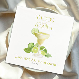 Tacos und Tequila Lemon Watercolor Brautparty Serviette