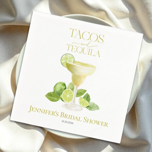 Tacos und Tequila | Lemon Watercolor Brautparty Serviette