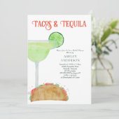 Tacos und Tequila Margarita Brautparty Einladung (Stehend Vorderseite)