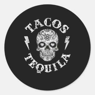 Tacos und Tequila Mexican Food Drinks T-Shirt Männ Runder Aufkleber