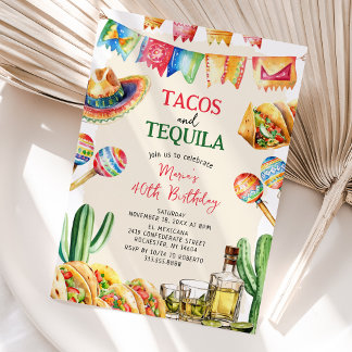 Tacos und Tequila Mexikanischer Geburtstag Erwachs Einladung