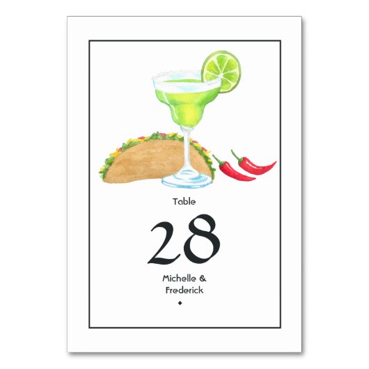 Tacos und Tequila Tischnummer (Rückseite)