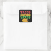 Tacos vor vatos quadratischer aufkleber (Tasche)