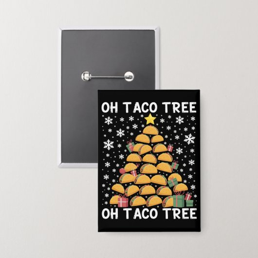 Tacos Weihnachtsbaum Funny Xmas Feinschmecker Mexi Button (Vorderseite/Rückseite)