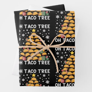 Tacos Weihnachtsbaum Lustiges Xmas Foodie Mexikani Geschenkpapier Set