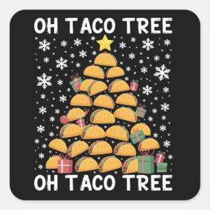 Tacos Weihnachtsbaum Lustiges Xmas Foodie Mexikani Quadratischer Aufkleber