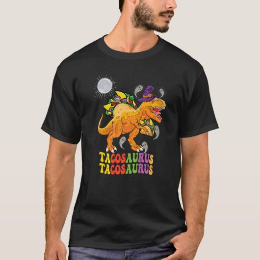 Tacosaurus Farbe Groovy Trage Hexenhut Geister und T-Shirt (Vorderseite)